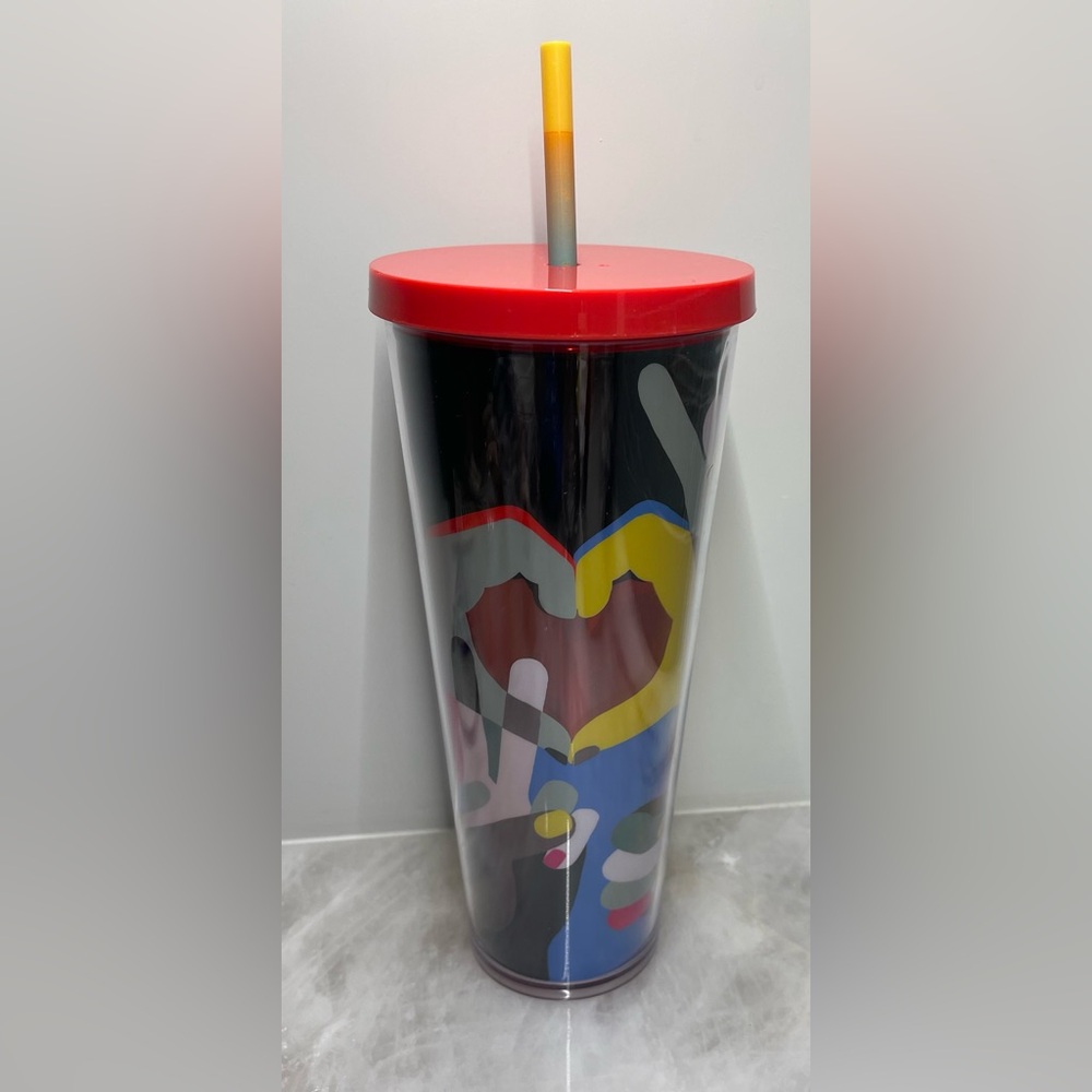 Starbucks Venti Colorful Peace & Love Holiday Cold Cup 24 oz Tumbler NWT *READ